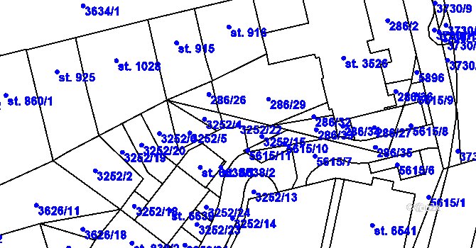 Parcela st. 3252/22 v KÚ Břeclav, Katastrální mapa