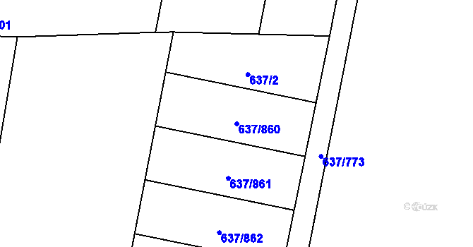 Parcela st. 637/860 v KÚ Břeclav, Katastrální mapa