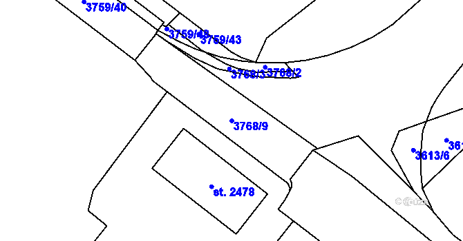 Parcela st. 3768/9 v KÚ Břeclav, Katastrální mapa
