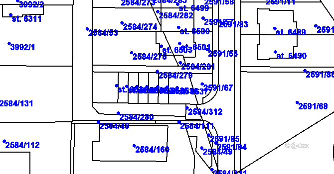 Parcela st. 6636 v KÚ Břeclav, Katastrální mapa
