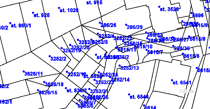Parcela st. 6638/2 v KÚ Břeclav, Katastrální mapa