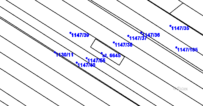 Parcela st. 6645 v KÚ Břeclav, Katastrální mapa