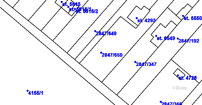 Parcela st. 2847/650 v KÚ Břeclav, Katastrální mapa