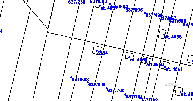 Parcela st. 5964 v KÚ Břeclav, Katastrální mapa