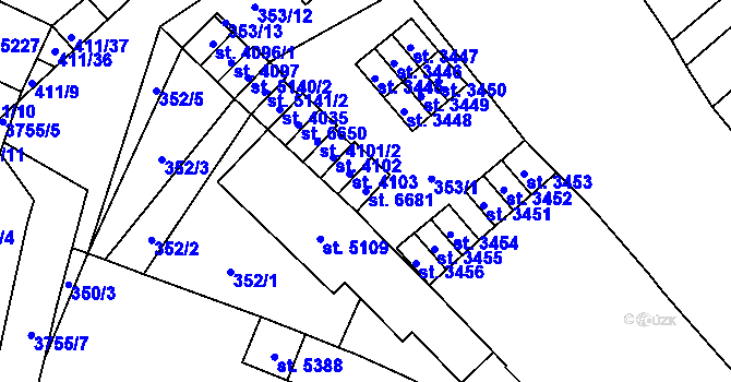 Parcela st. 6681 v KÚ Břeclav, Katastrální mapa