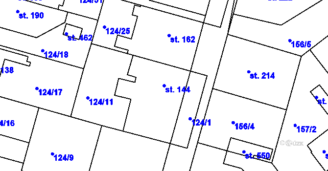Parcela st. 144 v KÚ Břehy, Katastrální mapa