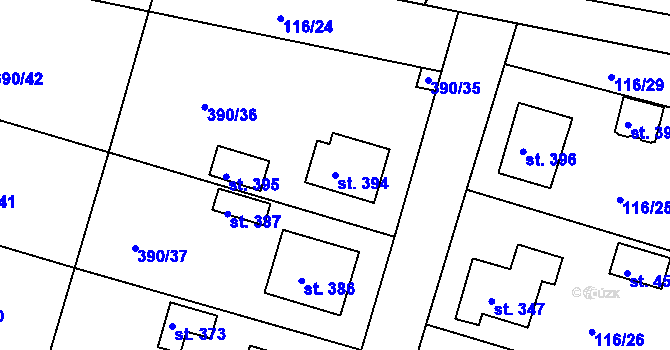 Parcela st. 394 v KÚ Břehy, Katastrální mapa