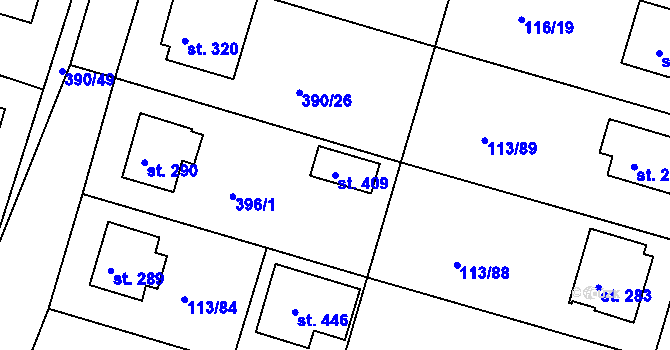 Parcela st. 409 v KÚ Břehy, Katastrální mapa