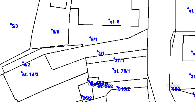 Parcela st. 4/1 v KÚ Břehy, Katastrální mapa