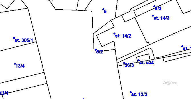Parcela st. 5/2 v KÚ Břehy, Katastrální mapa