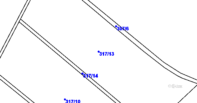 Parcela st. 317/13 v KÚ Břehy, Katastrální mapa