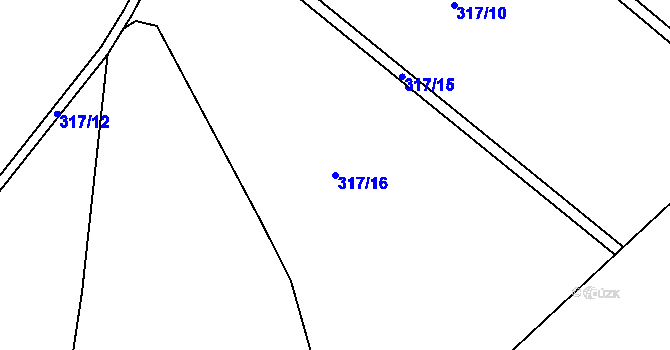 Parcela st. 317/16 v KÚ Břehy, Katastrální mapa