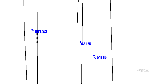 Parcela st. 651/6 v KÚ Břehy, Katastrální mapa