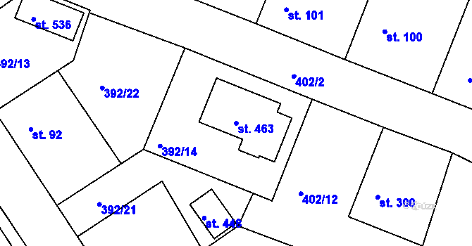 Parcela st. 463 v KÚ Břehy, Katastrální mapa