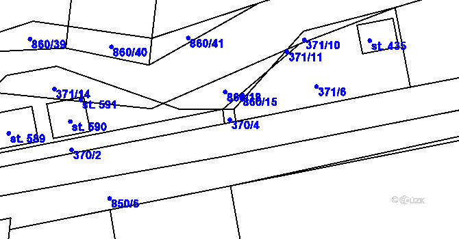 Parcela st. 370/4 v KÚ Břehy, Katastrální mapa