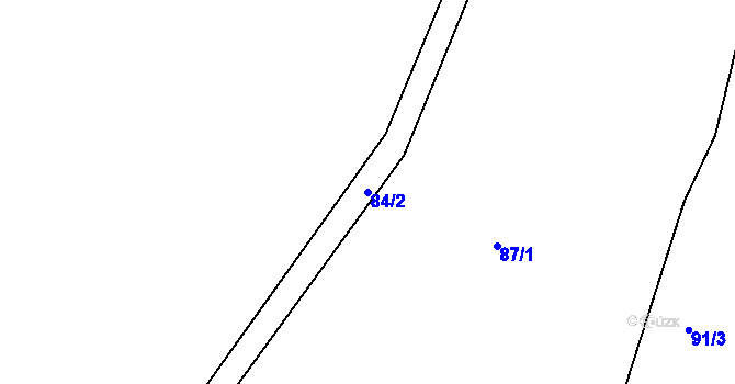 Parcela st. 84/2 v KÚ Břehy, Katastrální mapa