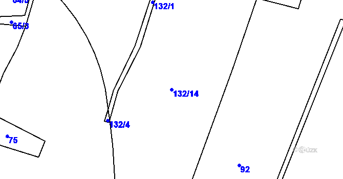Parcela st. 132/14 v KÚ Břehy, Katastrální mapa