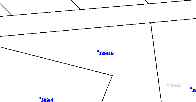 Parcela st. 389/45 v KÚ Břehy, Katastrální mapa