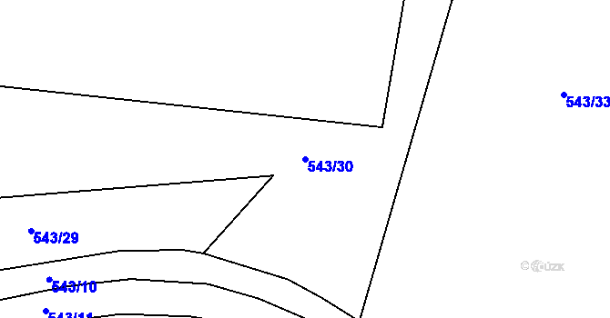 Parcela st. 543/30 v KÚ Břehy, Katastrální mapa