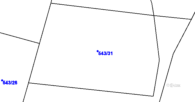 Parcela st. 543/31 v KÚ Břehy, Katastrální mapa