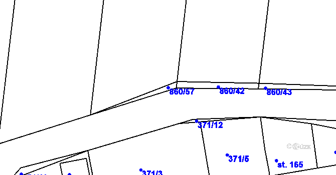 Parcela st. 860/57 v KÚ Břehy, Katastrální mapa