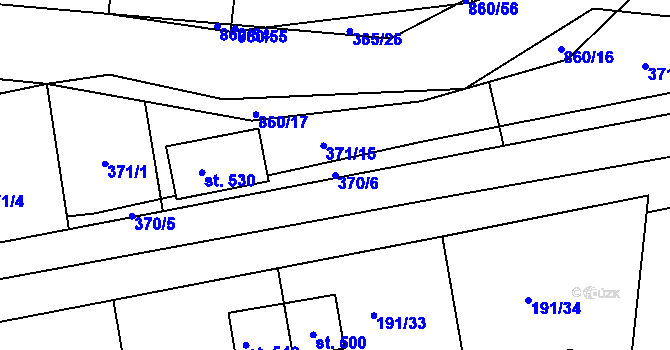Parcela st. 370/6 v KÚ Břehy, Katastrální mapa