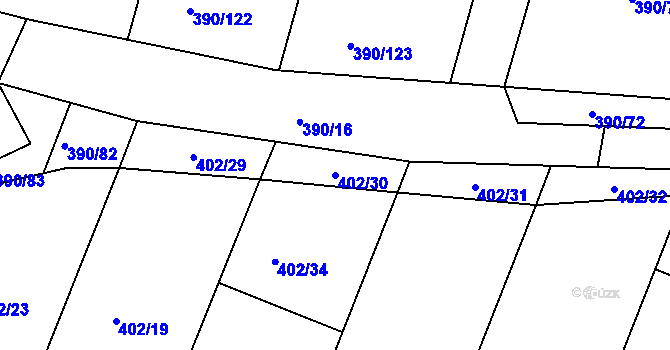 Parcela st. 402/30 v KÚ Břehy, Katastrální mapa