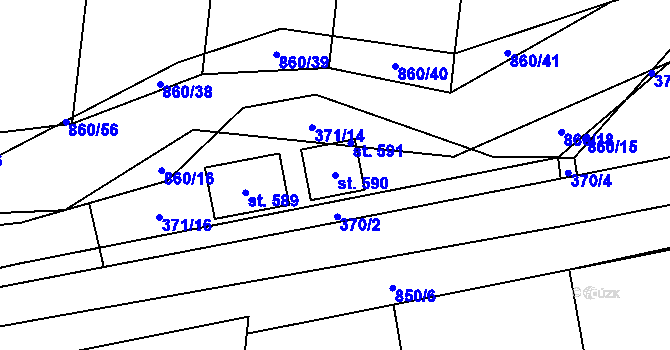 Parcela st. 590 v KÚ Břehy, Katastrální mapa
