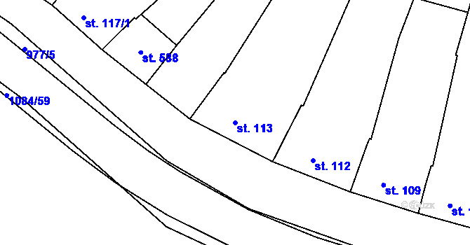 Parcela st. 113 v KÚ Břest, Katastrální mapa