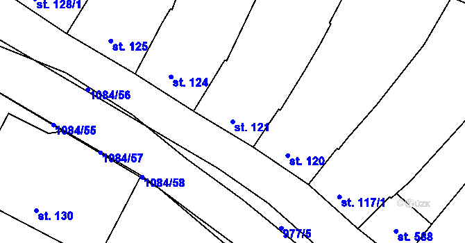Parcela st. 121 v KÚ Břest, Katastrální mapa