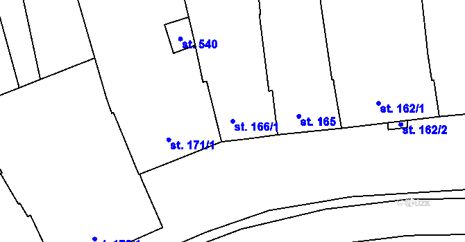 Parcela st. 166/1 v KÚ Břest, Katastrální mapa