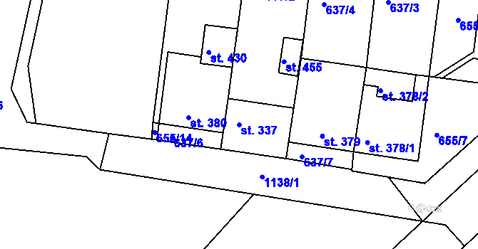 Parcela st. 337 v KÚ Břest, Katastrální mapa