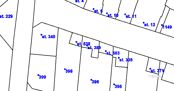 Parcela st. 389 v KÚ Břest, Katastrální mapa