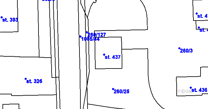 Parcela st. 437 v KÚ Břest, Katastrální mapa