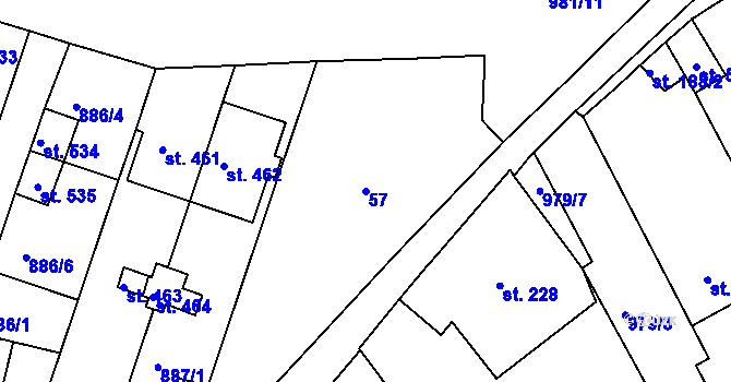 Parcela st. 57 v KÚ Břest, Katastrální mapa