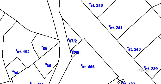 Parcela st. 87/4 v KÚ Břest, Katastrální mapa