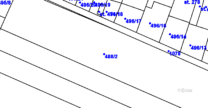 Parcela st. 488/2 v KÚ Břest, Katastrální mapa