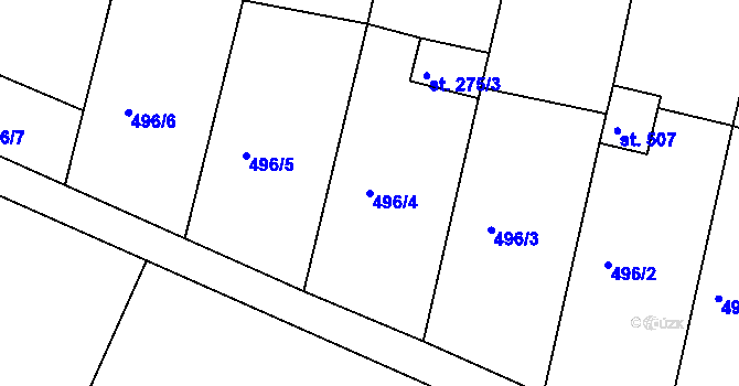 Parcela st. 496/4 v KÚ Břest, Katastrální mapa