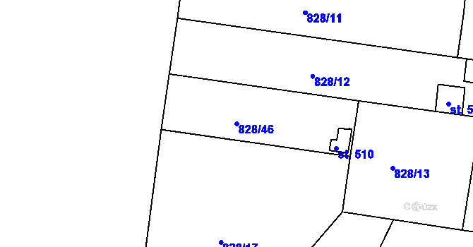 Parcela st. 828/46 v KÚ Břest, Katastrální mapa