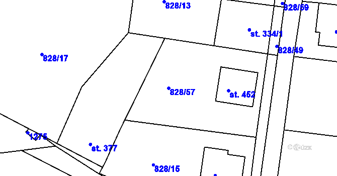 Parcela st. 828/57 v KÚ Břest, Katastrální mapa