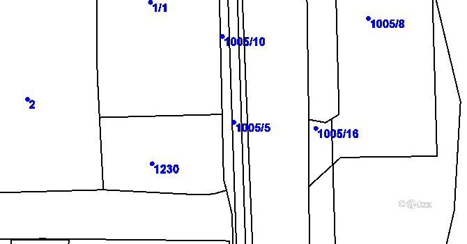 Parcela st. 1005/5 v KÚ Břest, Katastrální mapa