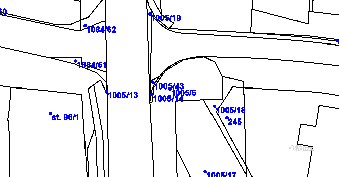 Parcela st. 1005/6 v KÚ Břest, Katastrální mapa