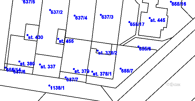 Parcela st. 378/2 v KÚ Břest, Katastrální mapa