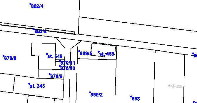 Parcela st. 459 v KÚ Břest, Katastrální mapa