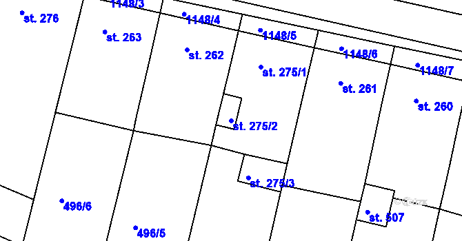 Parcela st. 275/2 v KÚ Břest, Katastrální mapa