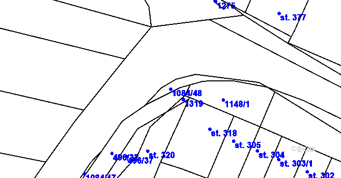 Parcela st. 1084/48 v KÚ Břest, Katastrální mapa
