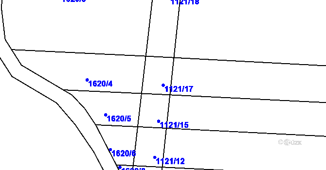 Parcela st. 1121/17 v KÚ Břest, Katastrální mapa