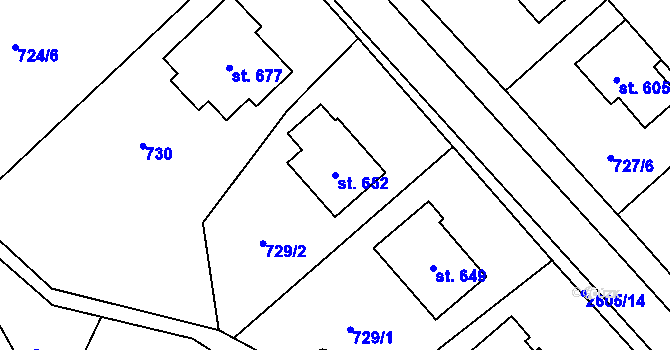 Parcela st. 652 v KÚ Břestek, Katastrální mapa