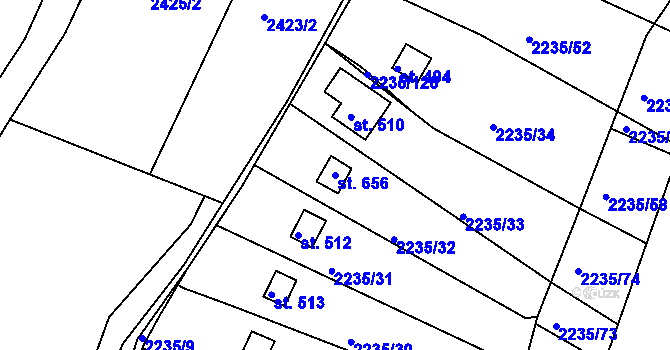 Parcela st. 656 v KÚ Břestek, Katastrální mapa