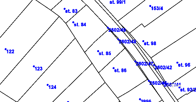 Parcela st. 85 v KÚ Břestek, Katastrální mapa